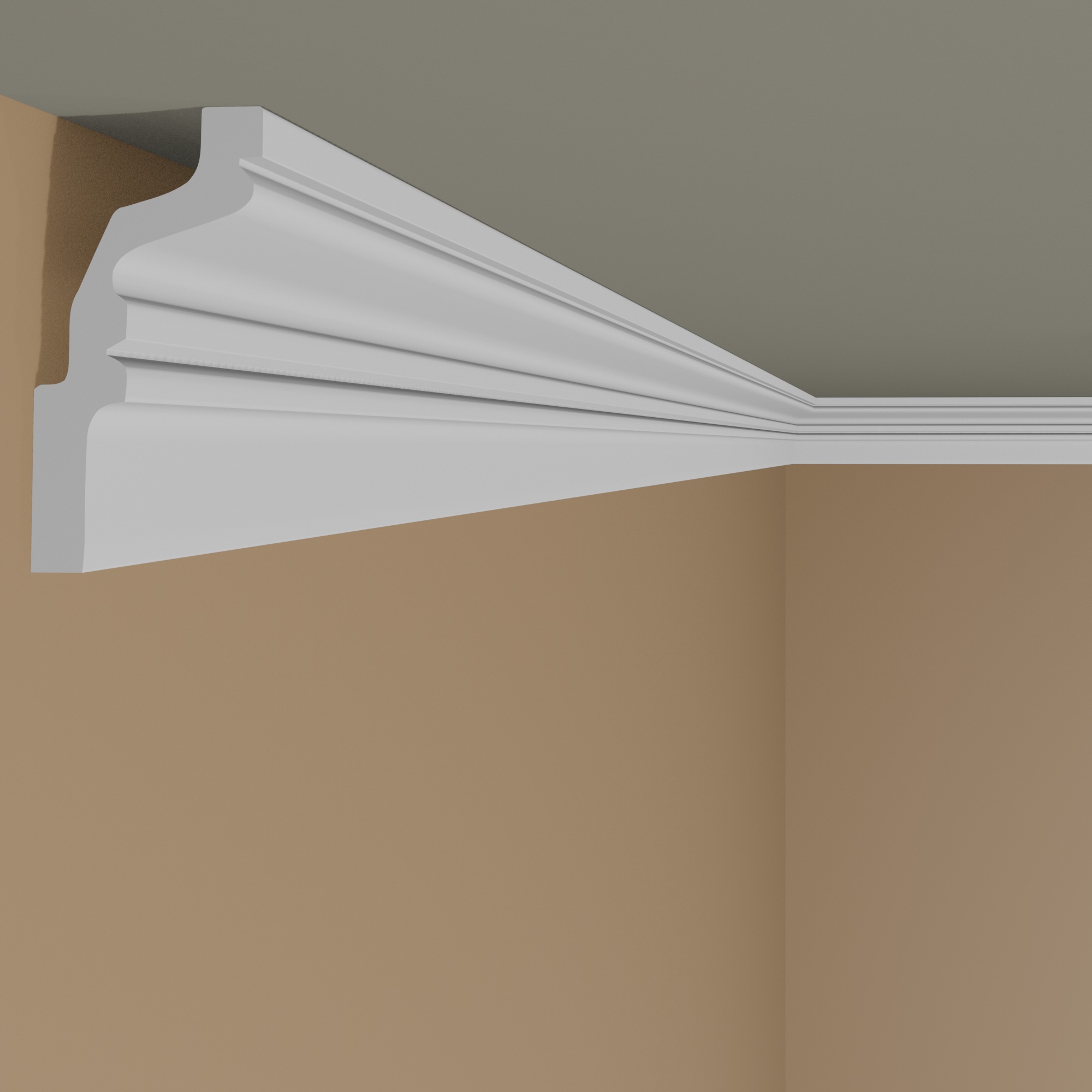 Wiesemann | Stuckleiste Glasgow 30 | Polystyrol | 45 x 87 x 2000 mm | Deckenleiste | Weiß