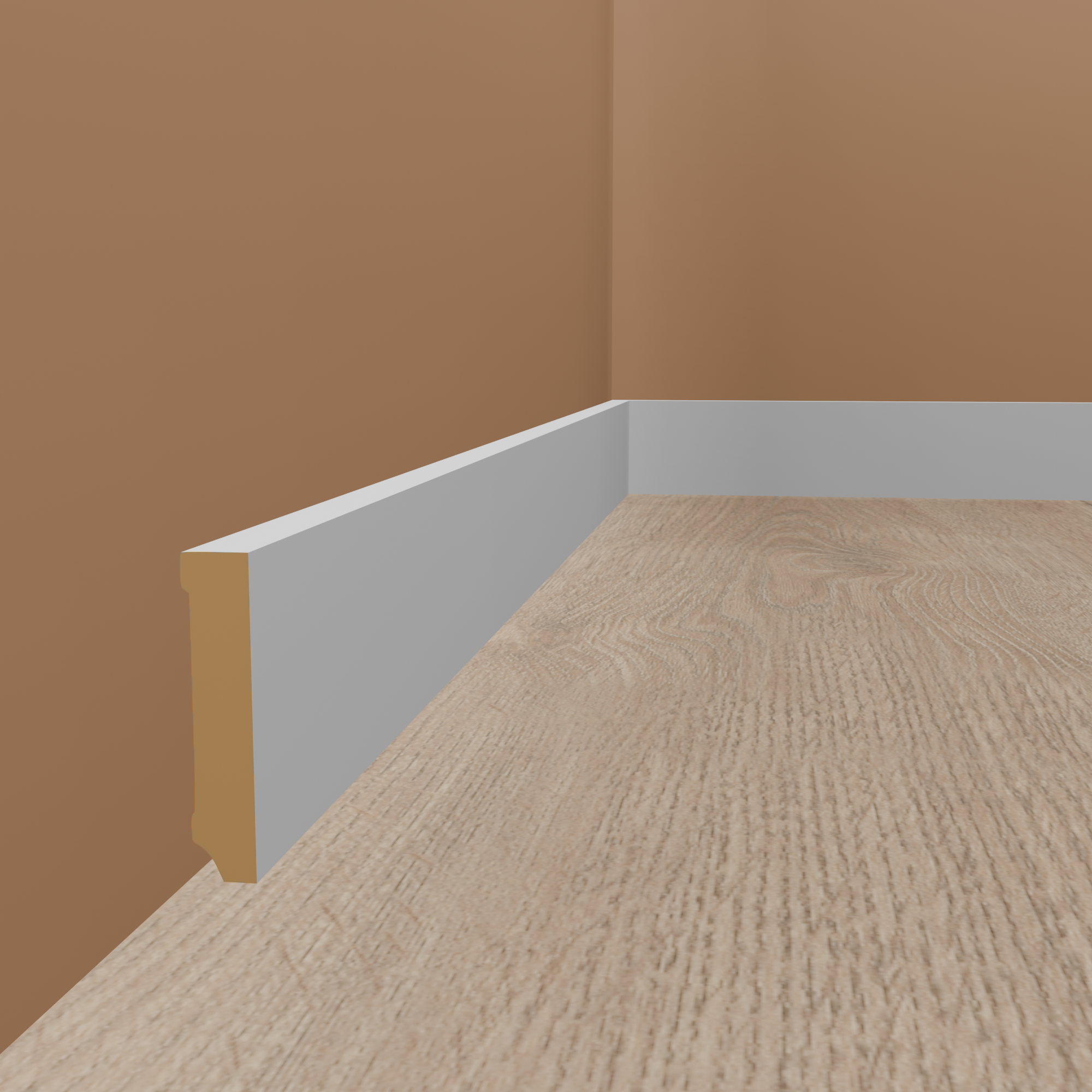 Sockelleiste Eckiges Profil 10 x 80 x 2500 mm MDF foliert Weiß Klassisch by PROVISTON