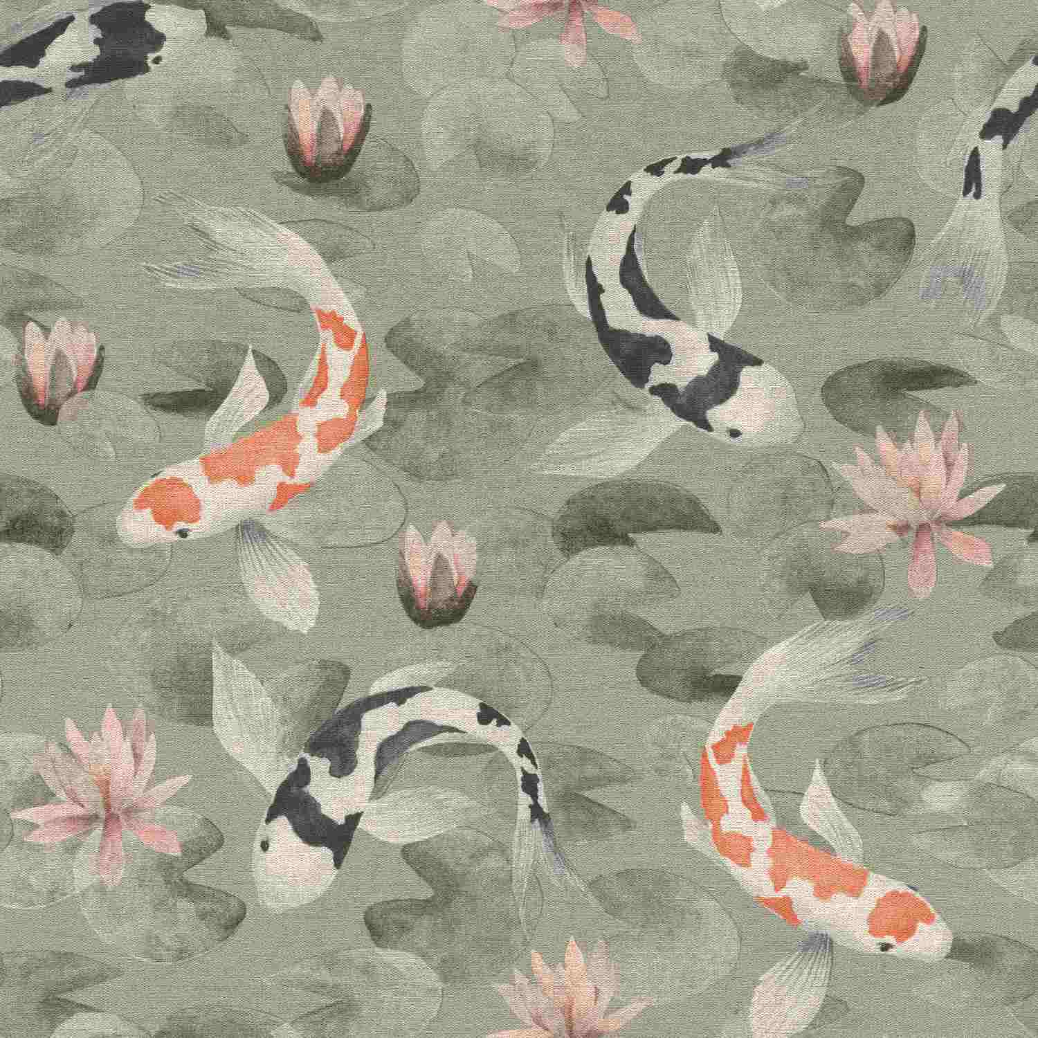 Rasch | Kimono | 409437 | Vliestapete | Tiermuster | 0.53 x 10.05 m | Grün