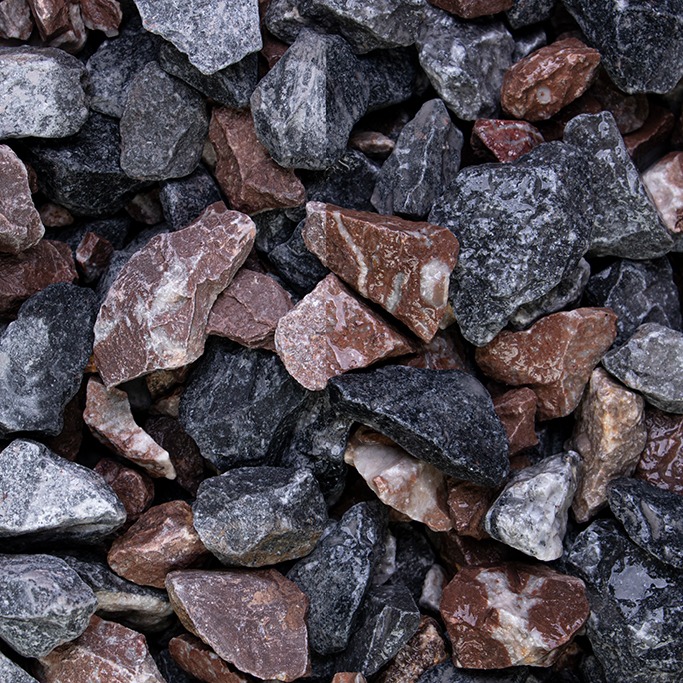 Ziersplitt "Alpenmix" 16 - 32 mm Edelsplitt Naturstein Mix Grau Rot Schwarz Weiß GSH