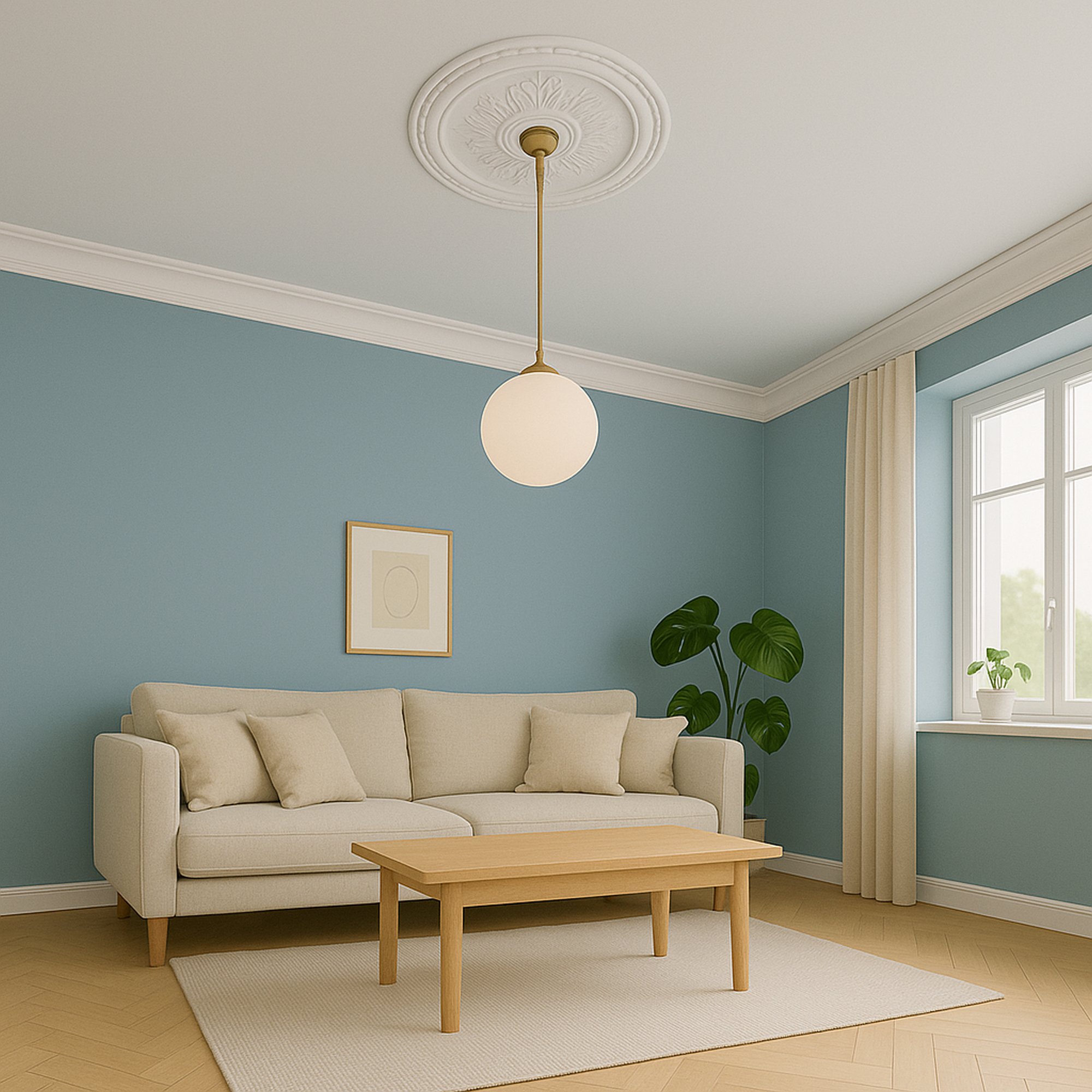 PROVISTON | Gips Rosette Plymouth | Echter Gipsstuck | Ø41cm | Stuckrosette