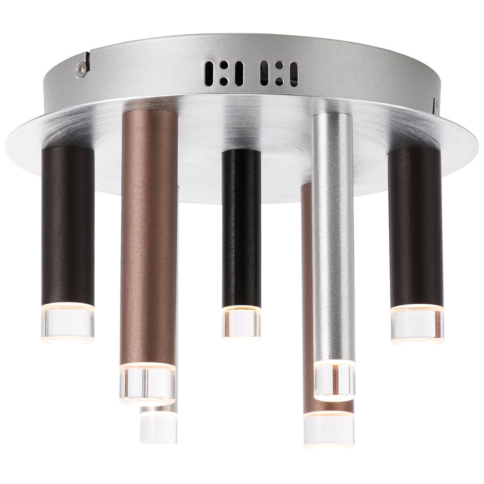 LED Deckenleuchte 21.5 x 30 cm Braun Metall Deckenlampe Zylindrisch Lichtfarbe: Warmweiß dimmbar