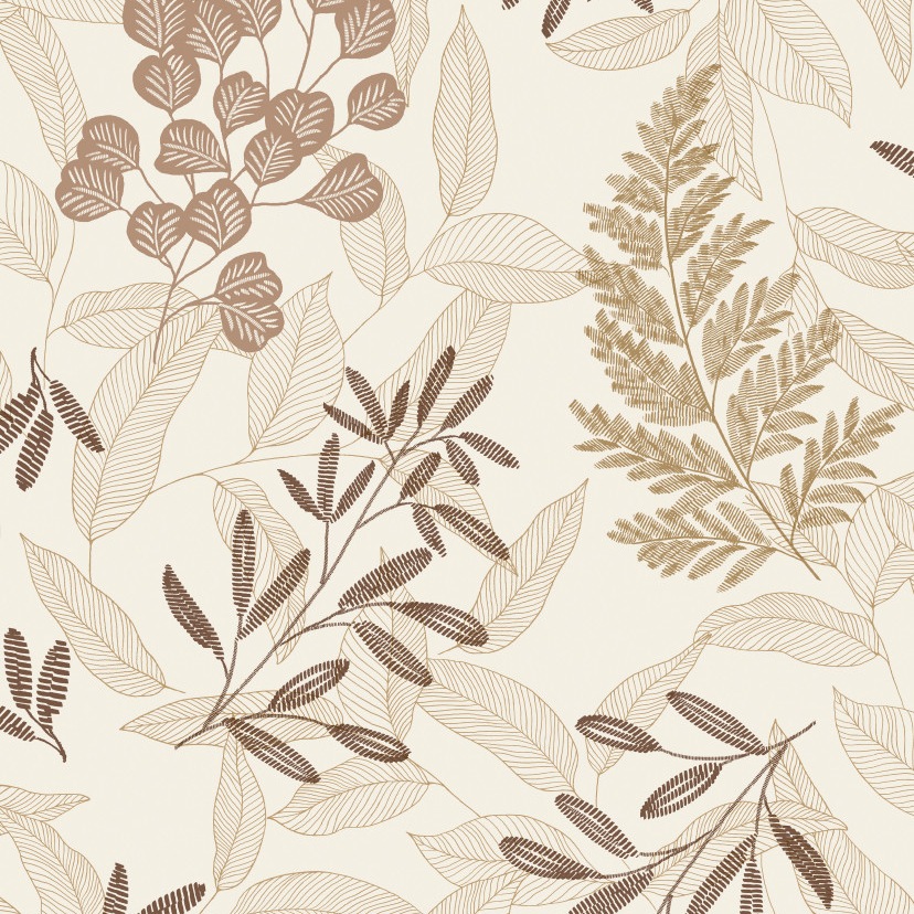 Grandeco | Ciara | A63902 | Vliestapete | Blätter | 10.05 x 0.53 m | Beige