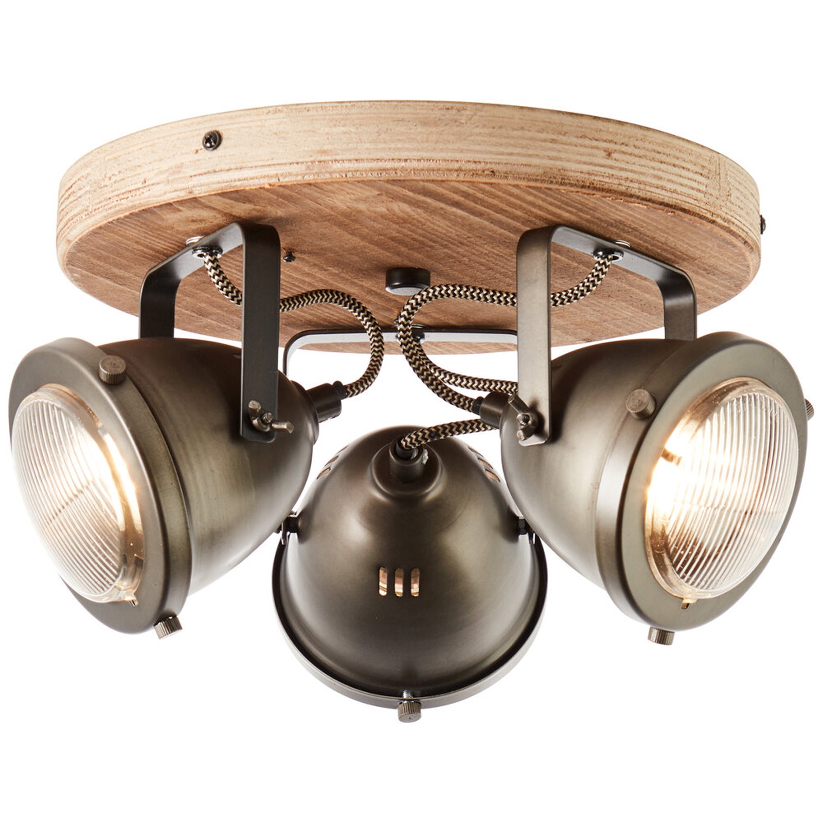 Deckenleuchte 17.5 x 28 cm Braun Holz Deckenlampe Kegel Vintage Industrial Harmonisch