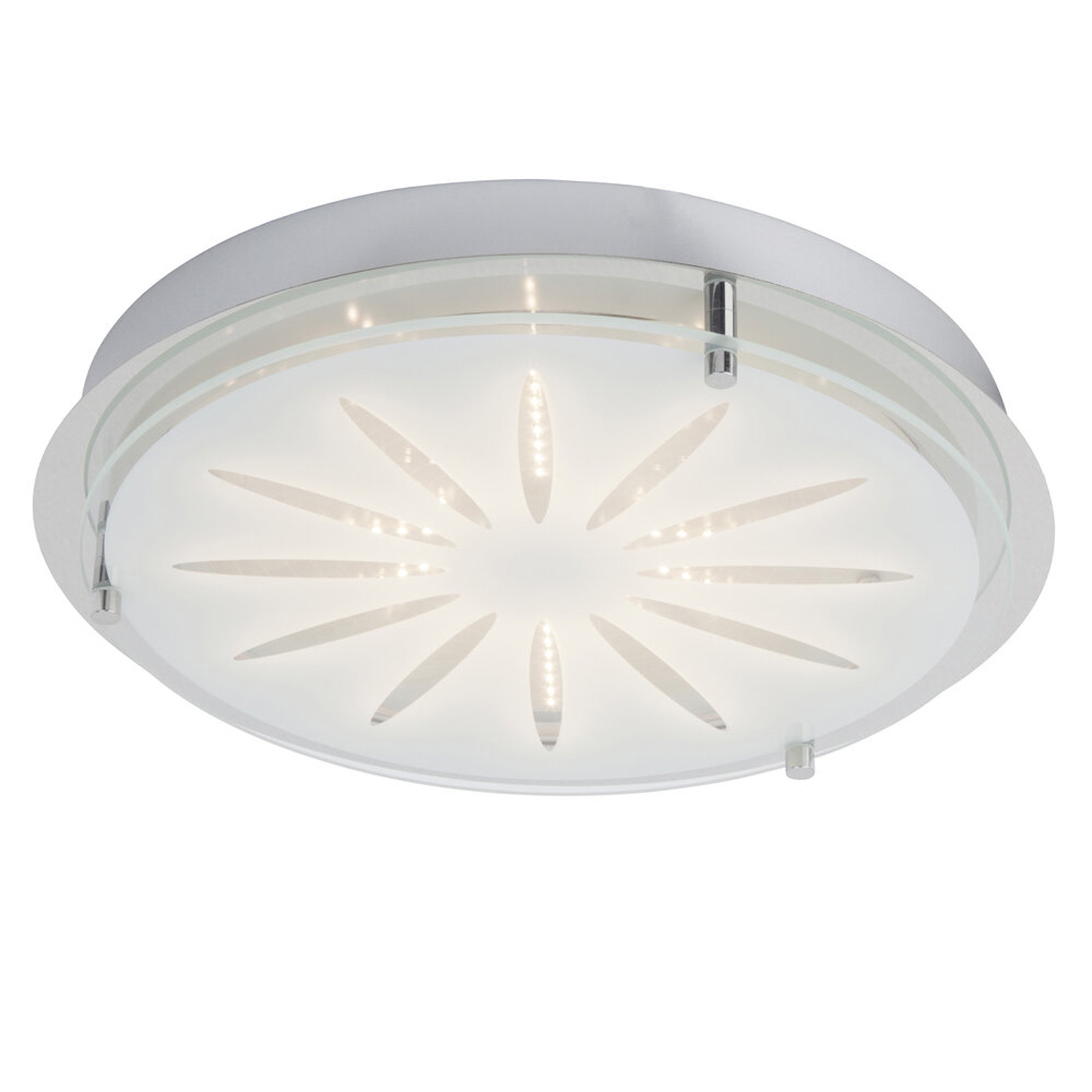 LED Deckenleuchte 5.5 x 33 cm Metallic Glas Deckenlampe Rund Basic Lichtfarbe: Warmweiß Harmonisch