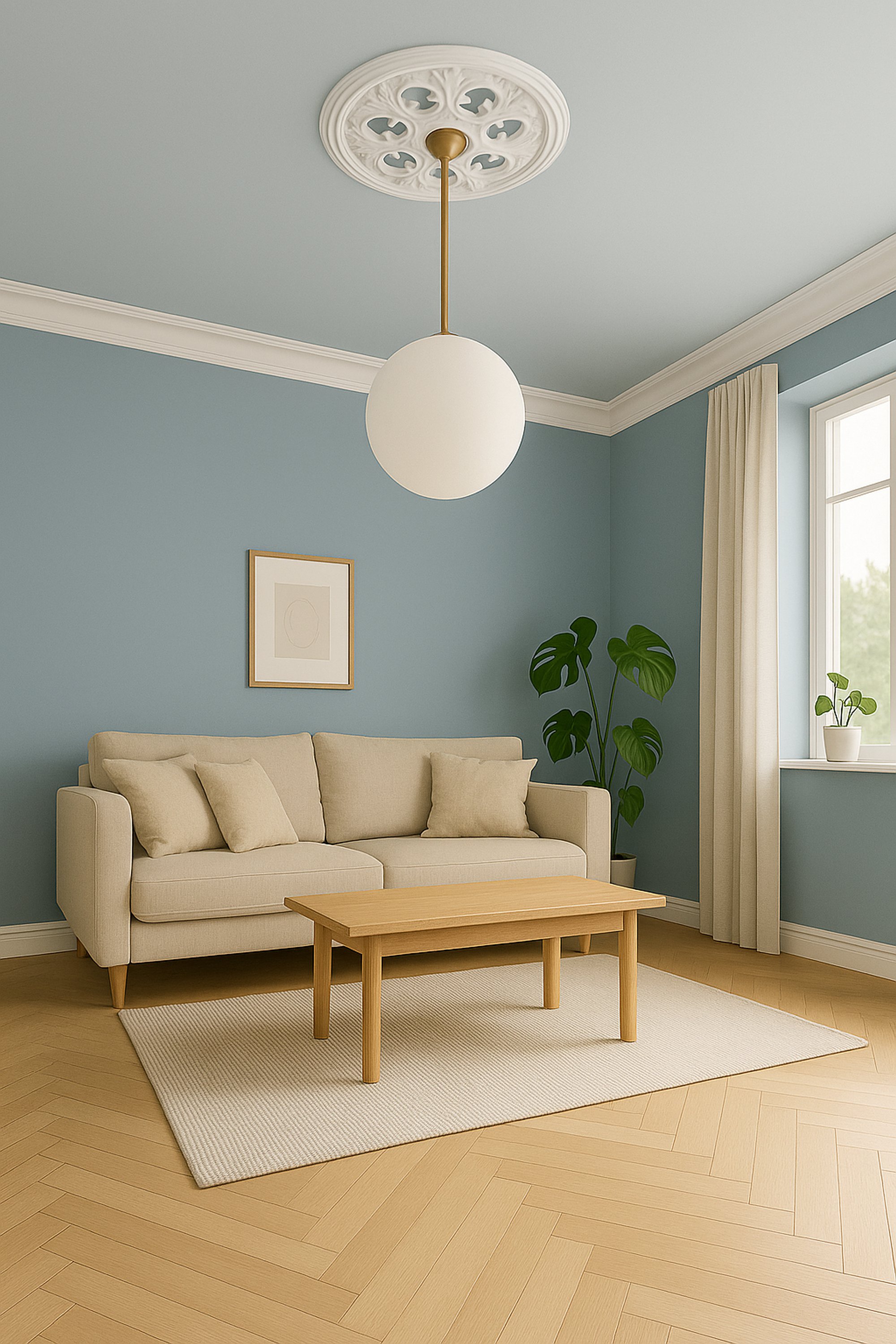 PROVISTON | Gips Rosette Sheffield | Echter Gipsstuck | Ø28cm | Stuckrosette