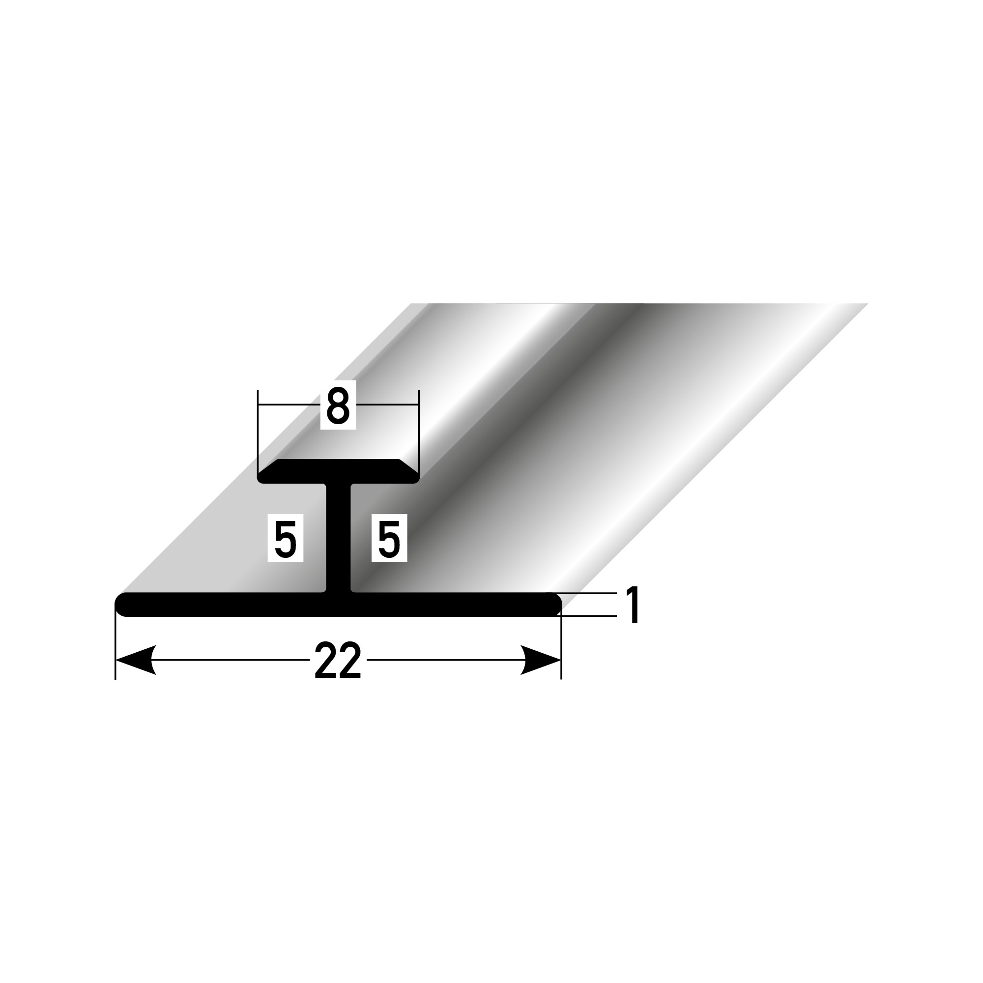 PROVISTON Übergangsprofil 6 x 22 x 2700 mm Doppeleinschubprofil Aluminium Ungebohrt