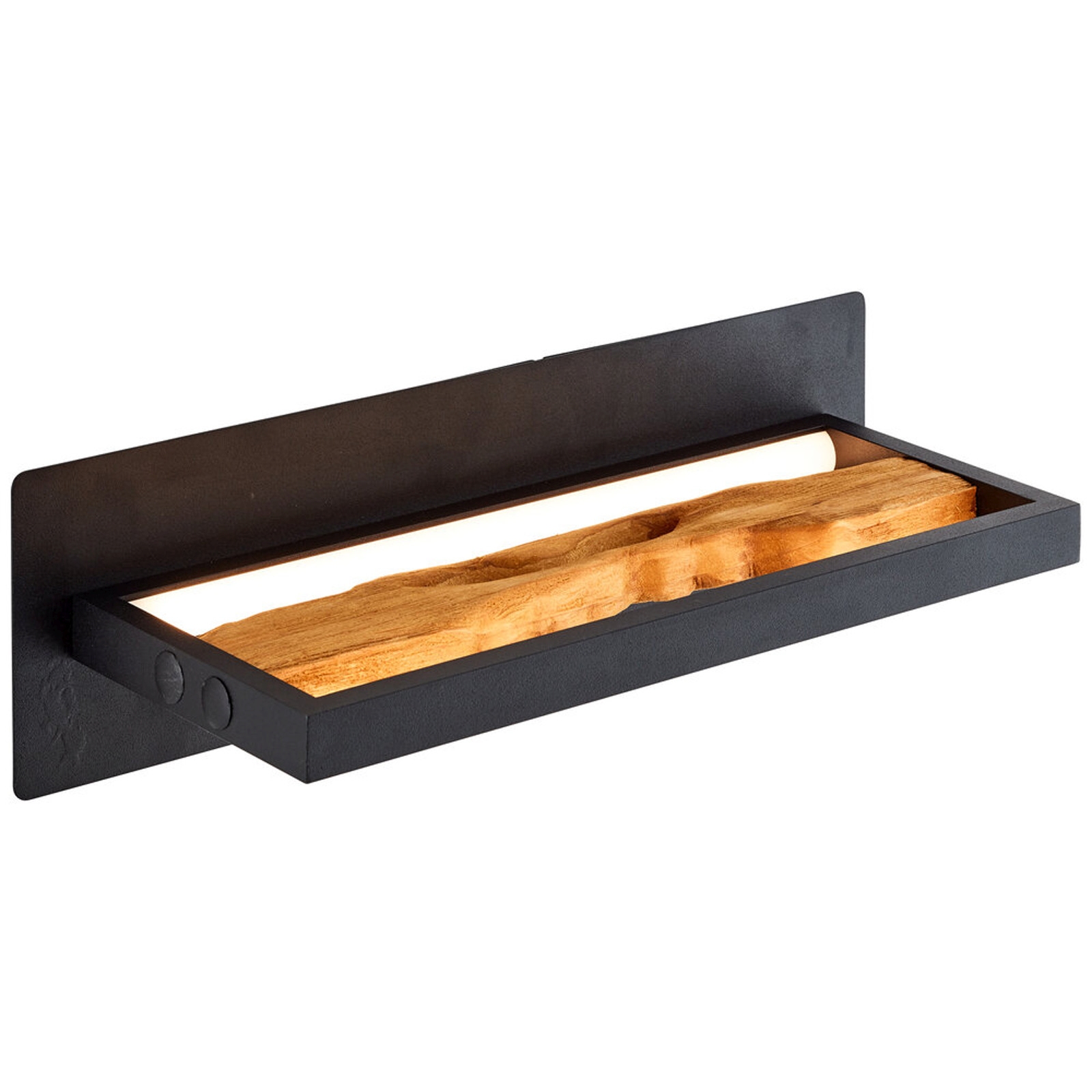 LED Wandleuchte 15.1 x 10 x 35 cm Braun Holz Wandlampe Modern Landhaus Lichtfarbe: Warmweiß