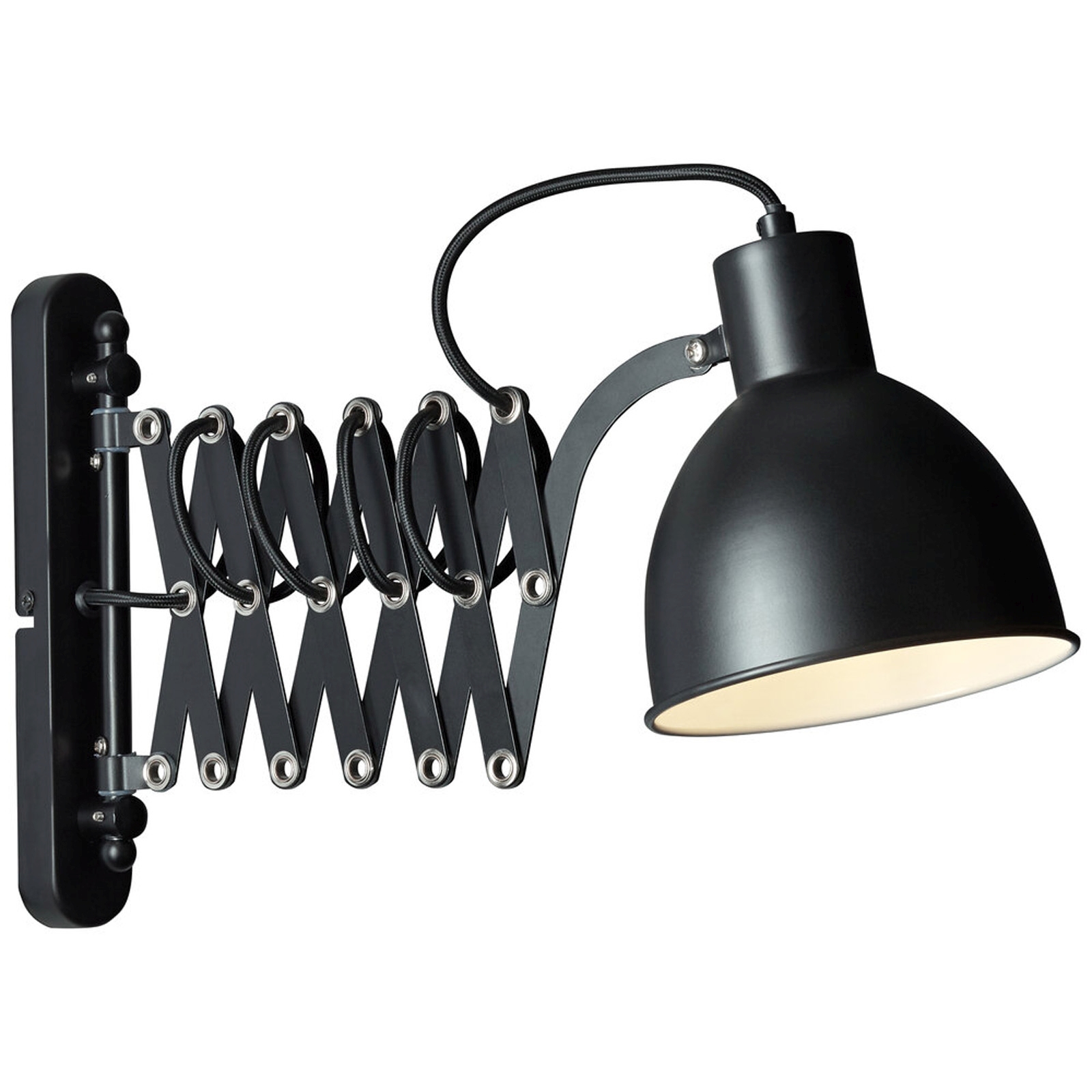 Wandleuchte 25.5 x 60 x 15.2 cm Schwarz Metall Wandlampe Kegel Vintage Retro Harmonisch
