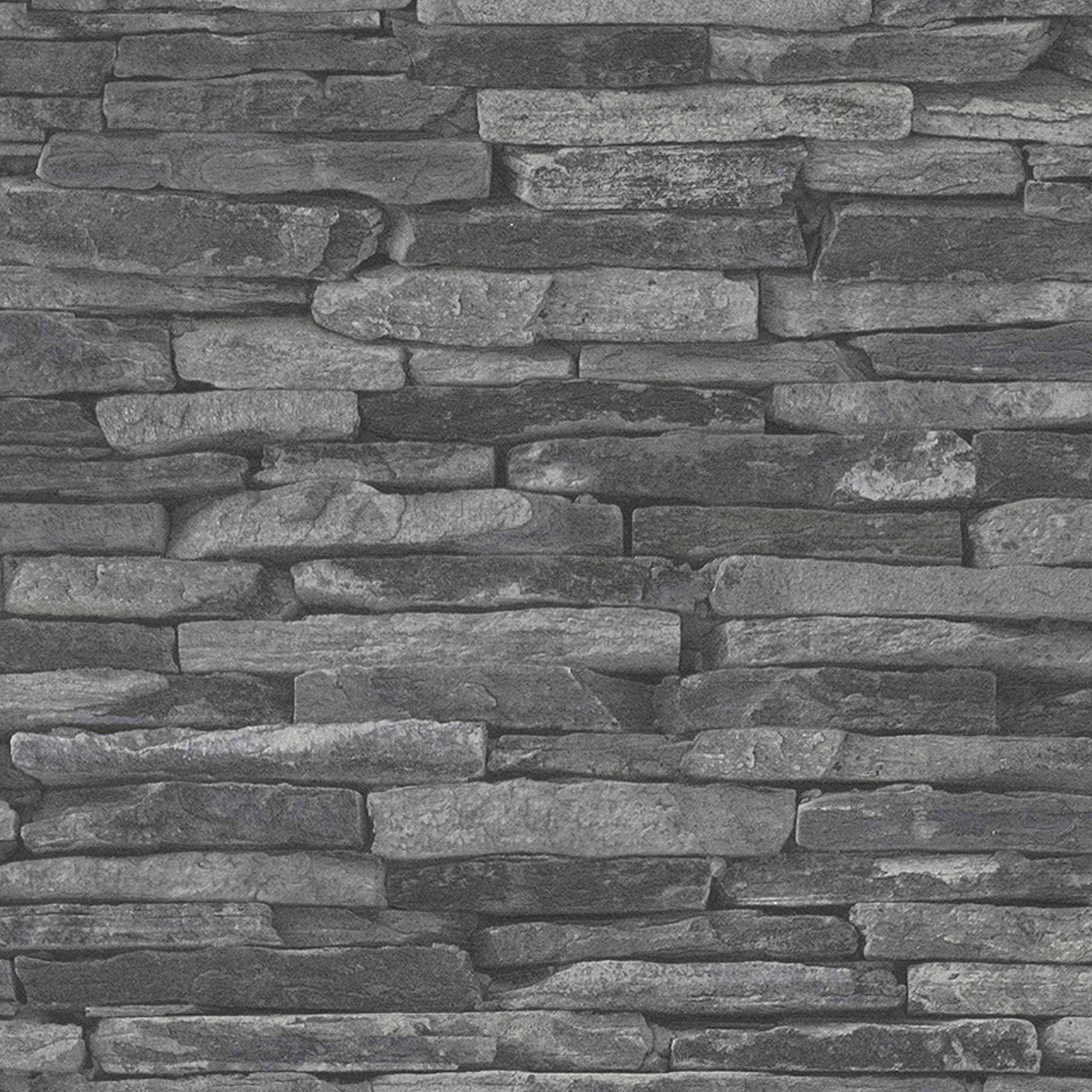 A.S. Creation | Wood'n Stone | 914224 | Vliestapete | Steinoptik | 0.53 x 10.05 m | Grau