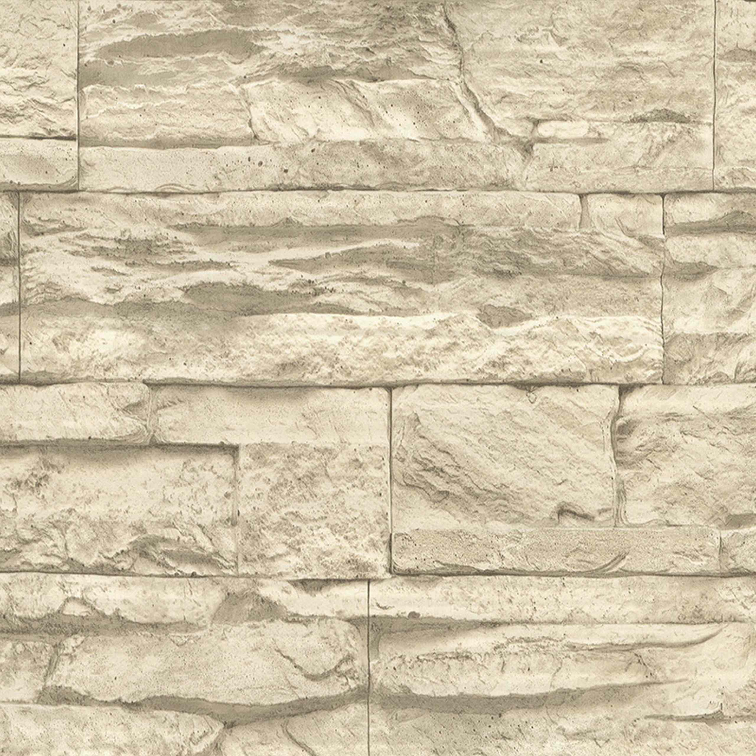 A.S. Creation | Wood'n Stone | 707130 | Vliestapete | Steinoptik | 0.53 x 10.05 m | Beige