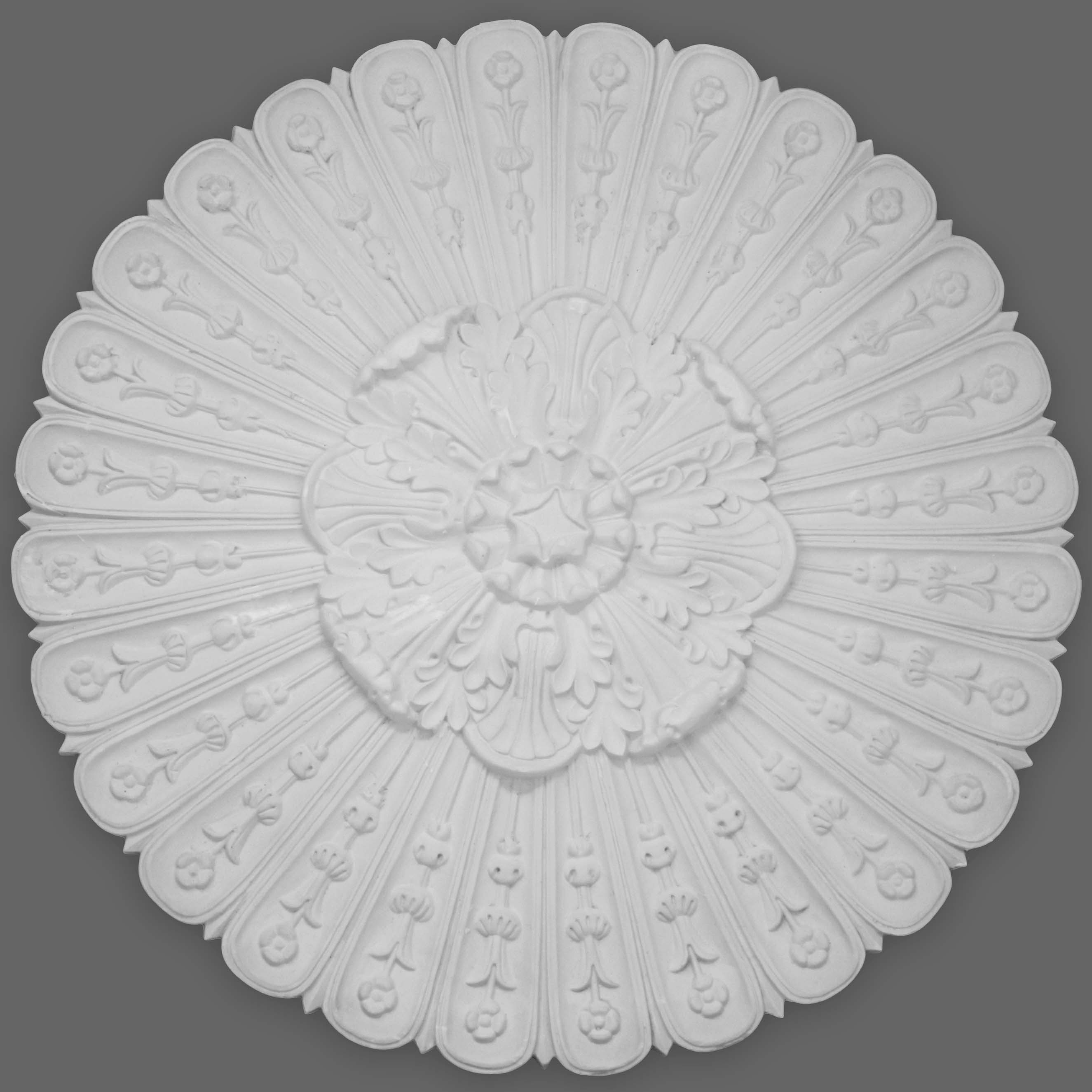 PROVISTON | Gips Rosette Middlesbrough | Echter Gipsstuck | Ø60cm | Stuckrosette