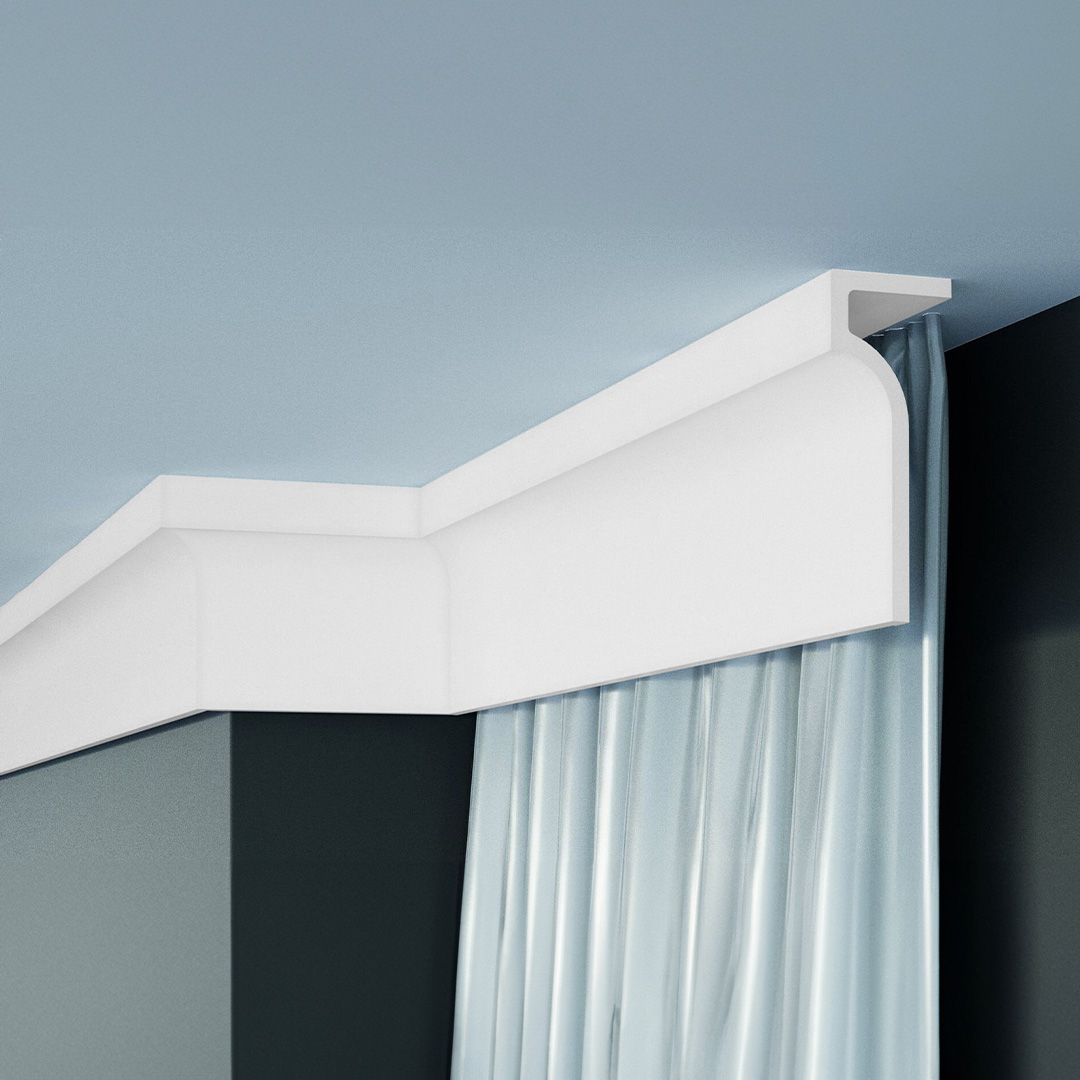Elite Decor | Lichtleiste P891 | Polyurethan | 130 x 50 x 2000 mm | Weiß | Styropor Deckenleiste