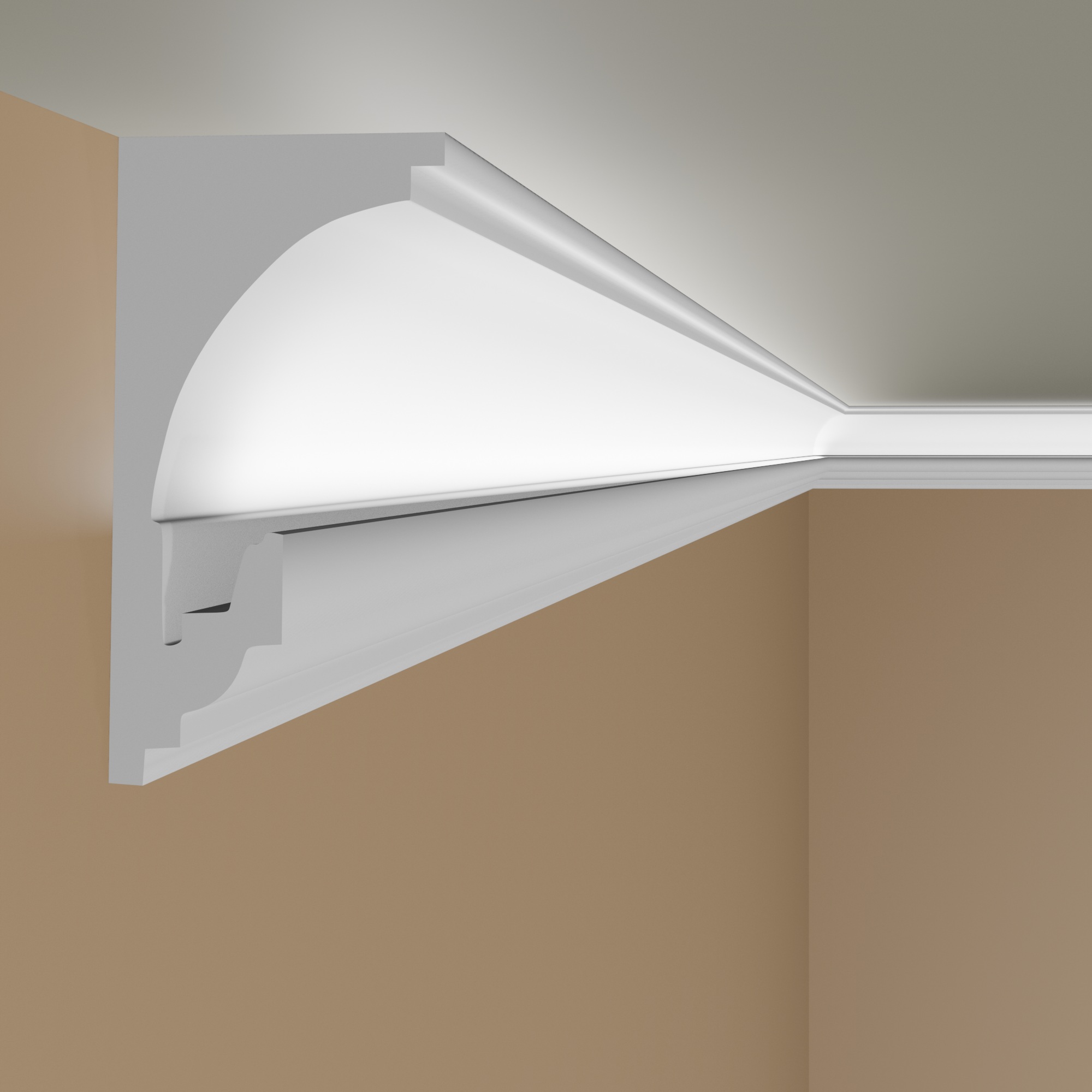 PROVISTON | Lichtleiste "LL2" | Polystyrol Stuckleiste | 93 x 182 x 2000 mm | Weiß | Deckenleiste