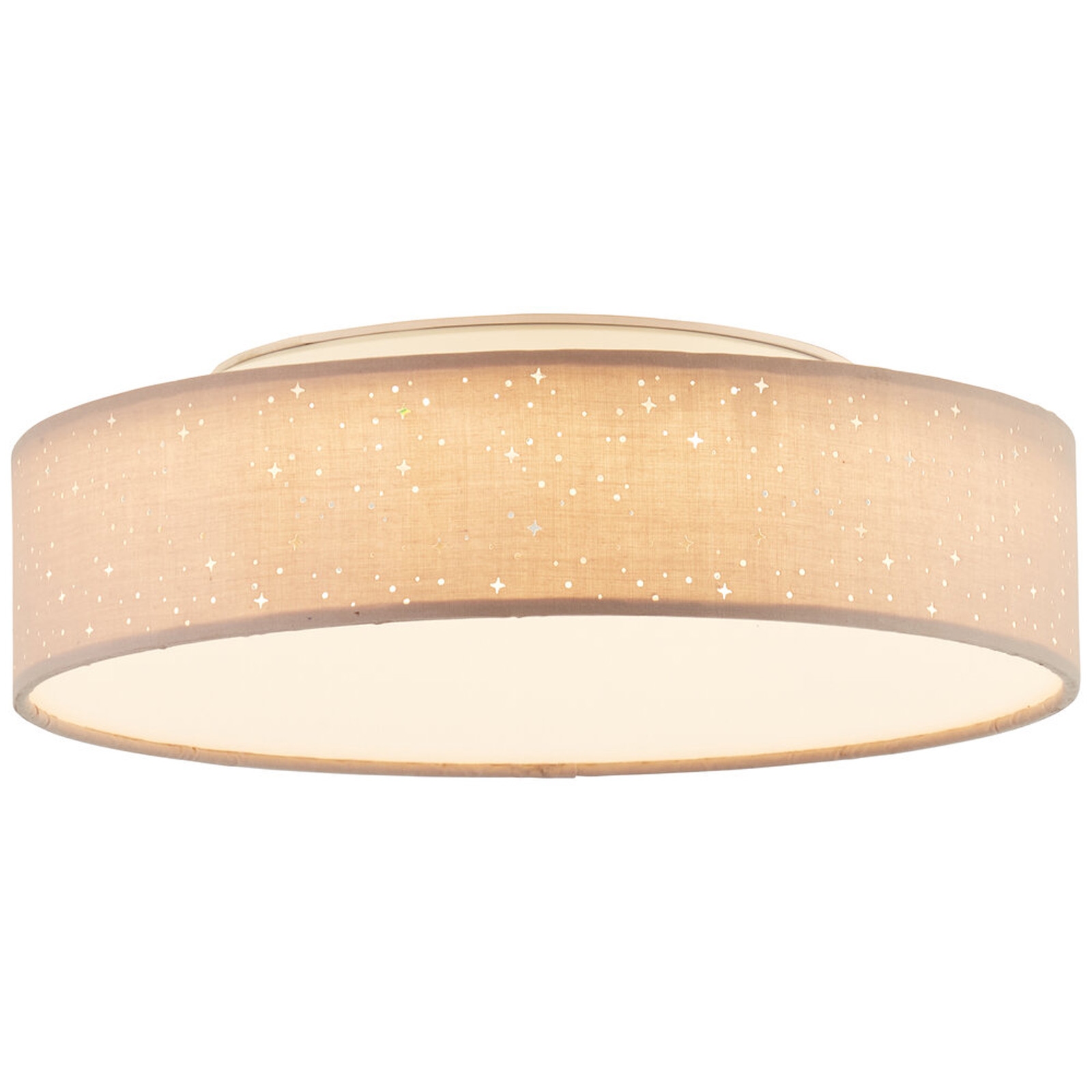 LED Deckenleuchte 11.5 x 38 cm Grau Textil Deckenlampe Textil Lichtfarbe: Warmweiß dimmbar