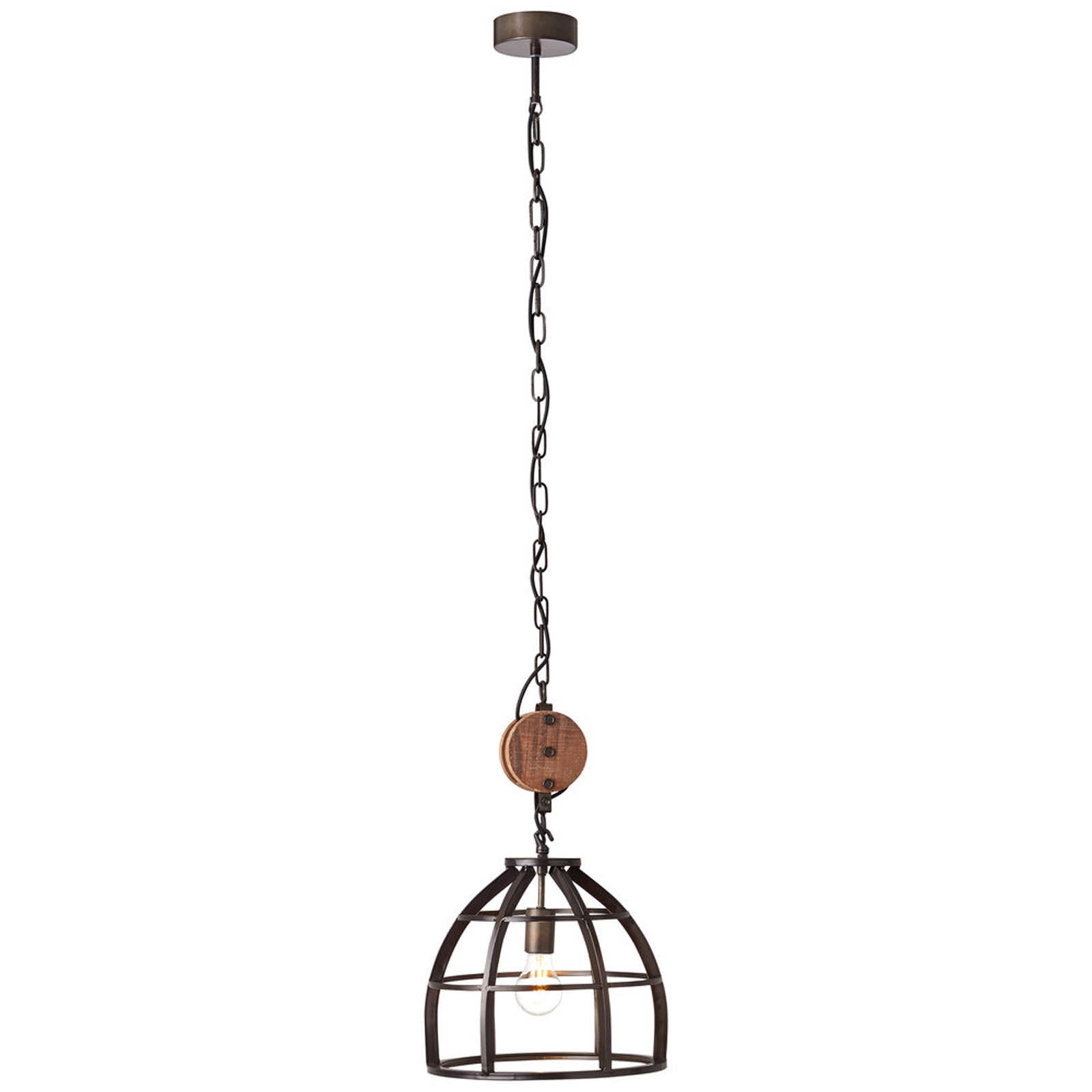 Pendelleuchte 147 x 34 cm Schwarz Holz Pendellampe Kegel Vintage Antik Harmonisch