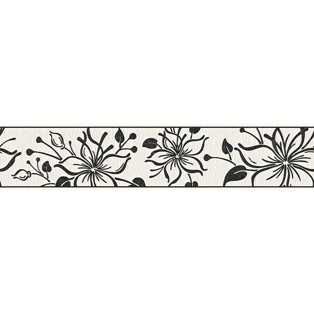 A.S. Creation | Only Borders 10 | 346629 | Papiertapete | Blumenoptik | 0.13 x 5 m | Schwarz