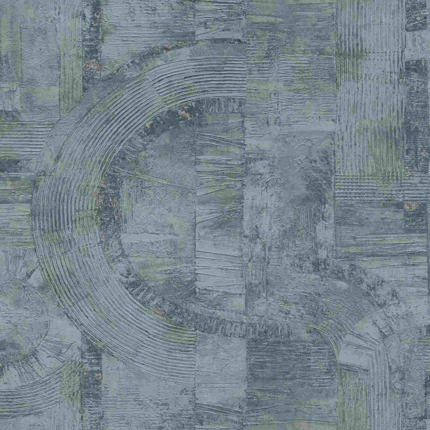 Rasch | Composition | 554786 | Vliestapete | Vintage | Retro | 0.53 x 10.05 m | Blau