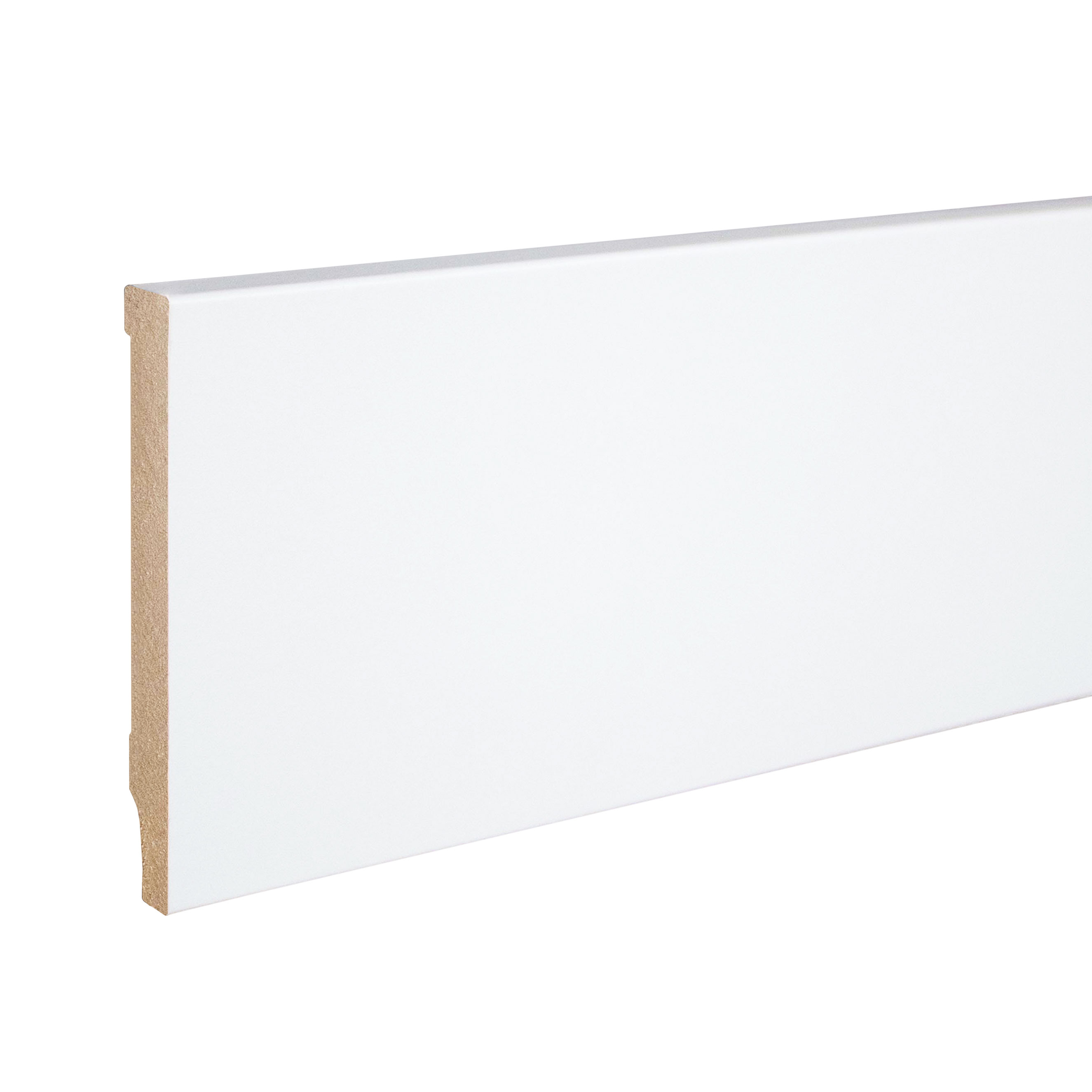 Sockelleiste Eckiges Profil 10 x 80 x 2500 mm MDF foliert Weiß Klassisch by PROVISTON