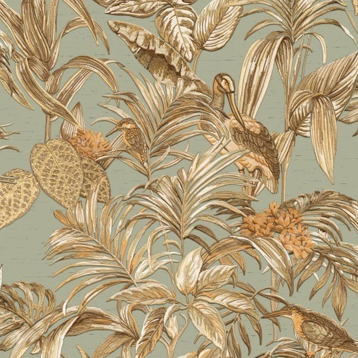 DesignID | Wallstitch | 120017 | Vliestapete | Blumenoptik | 0.53 x 10.05 m | Grün