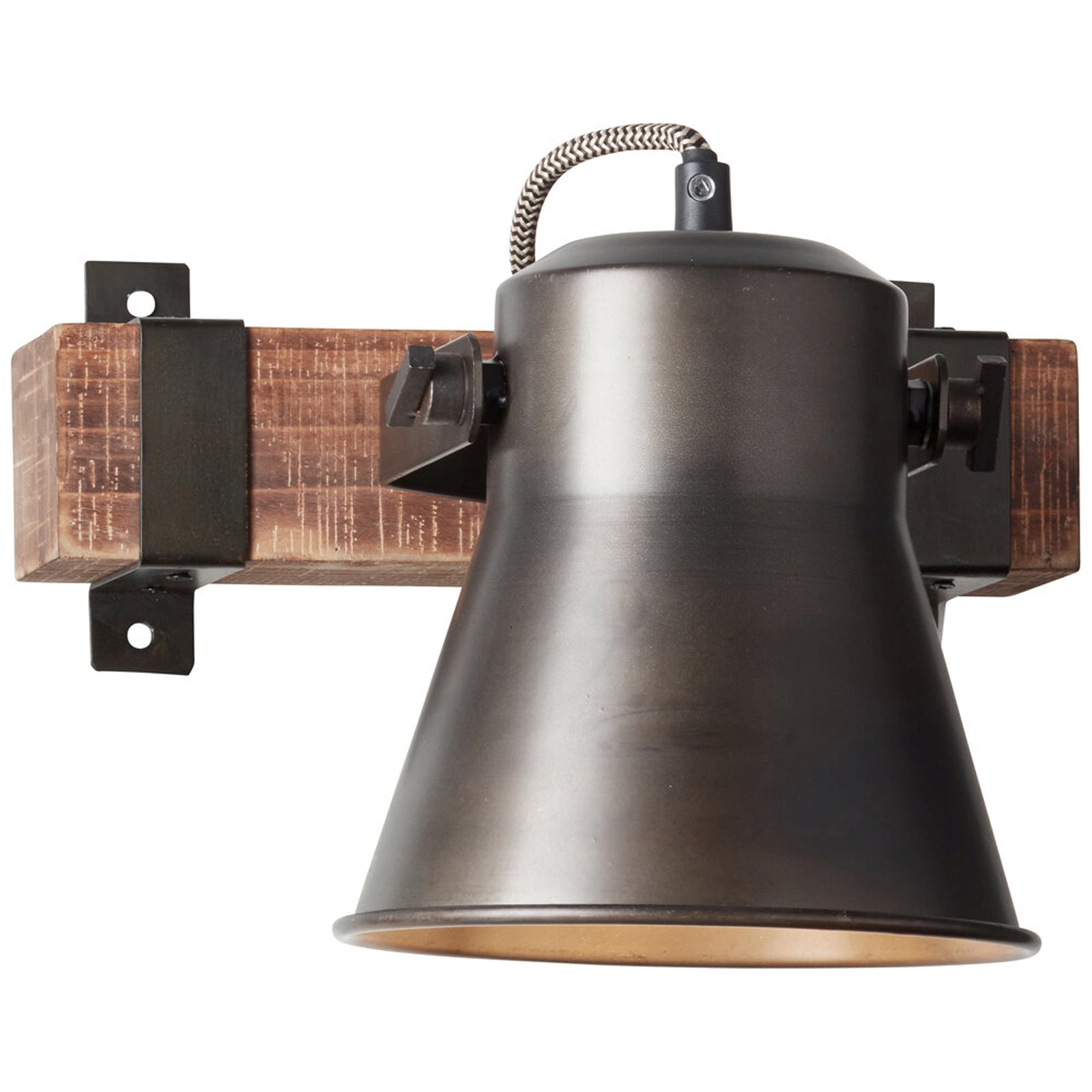 Wandleuchte 25 x 17 x 24 cm Schwarz Holz Wandlampe Kegel Vintage Industrial Harmonisch