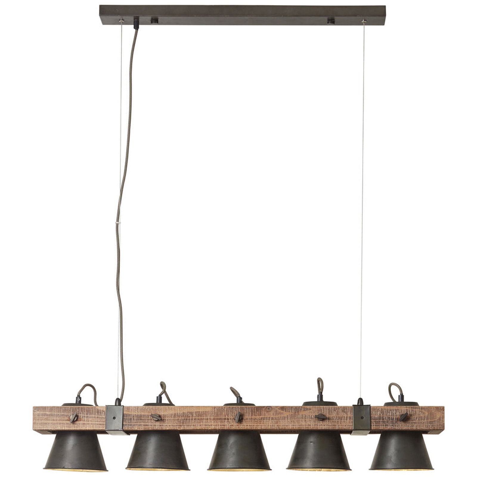 Pendelleuchte 115 x 20 x 95 cm Metallic Holz Pendellampe Vintage Industrial Harmonisch