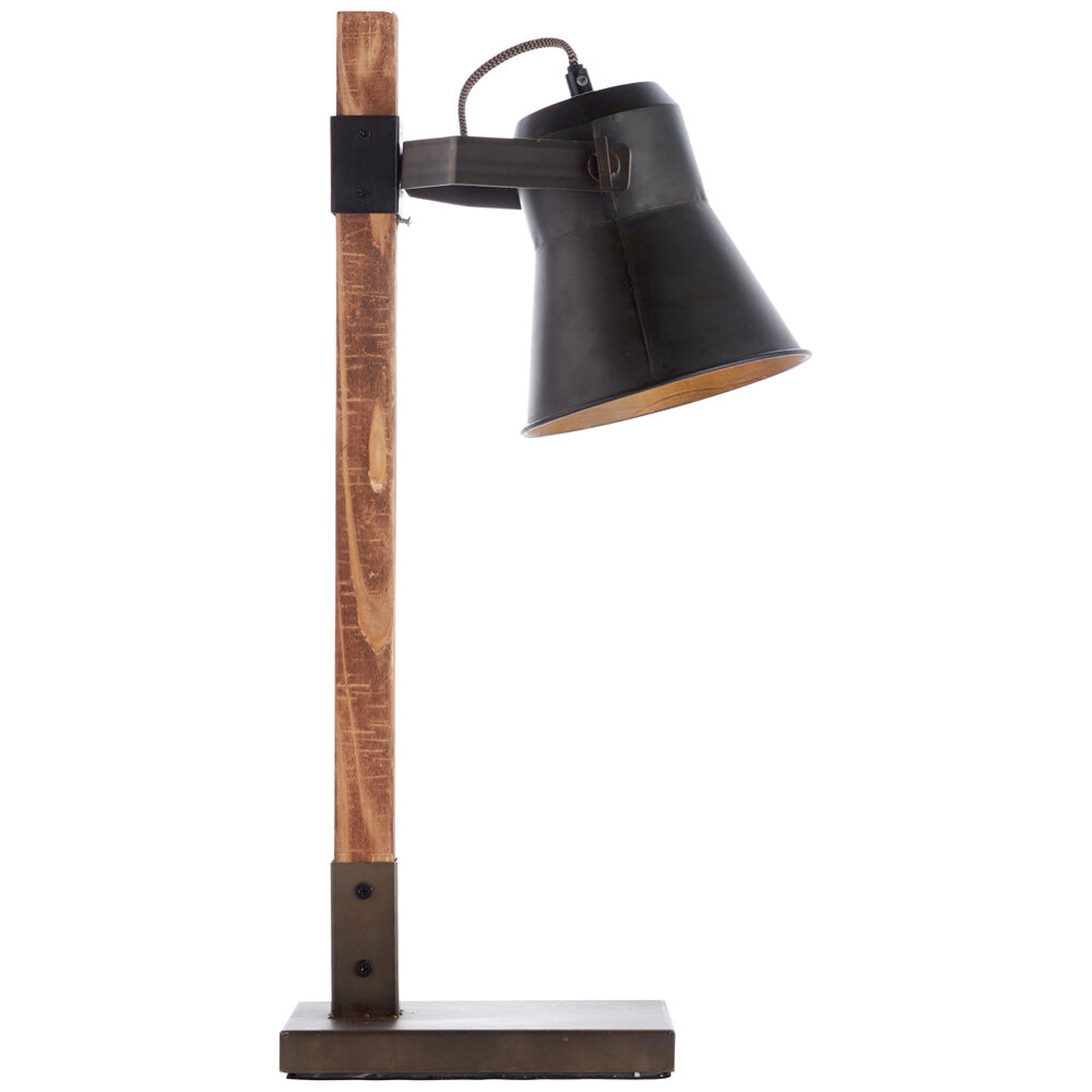 Tischleuchte 55 x 29 x 16 cm Braun Holz Tischlampe Kegel Vintage Industrial Harmonisch