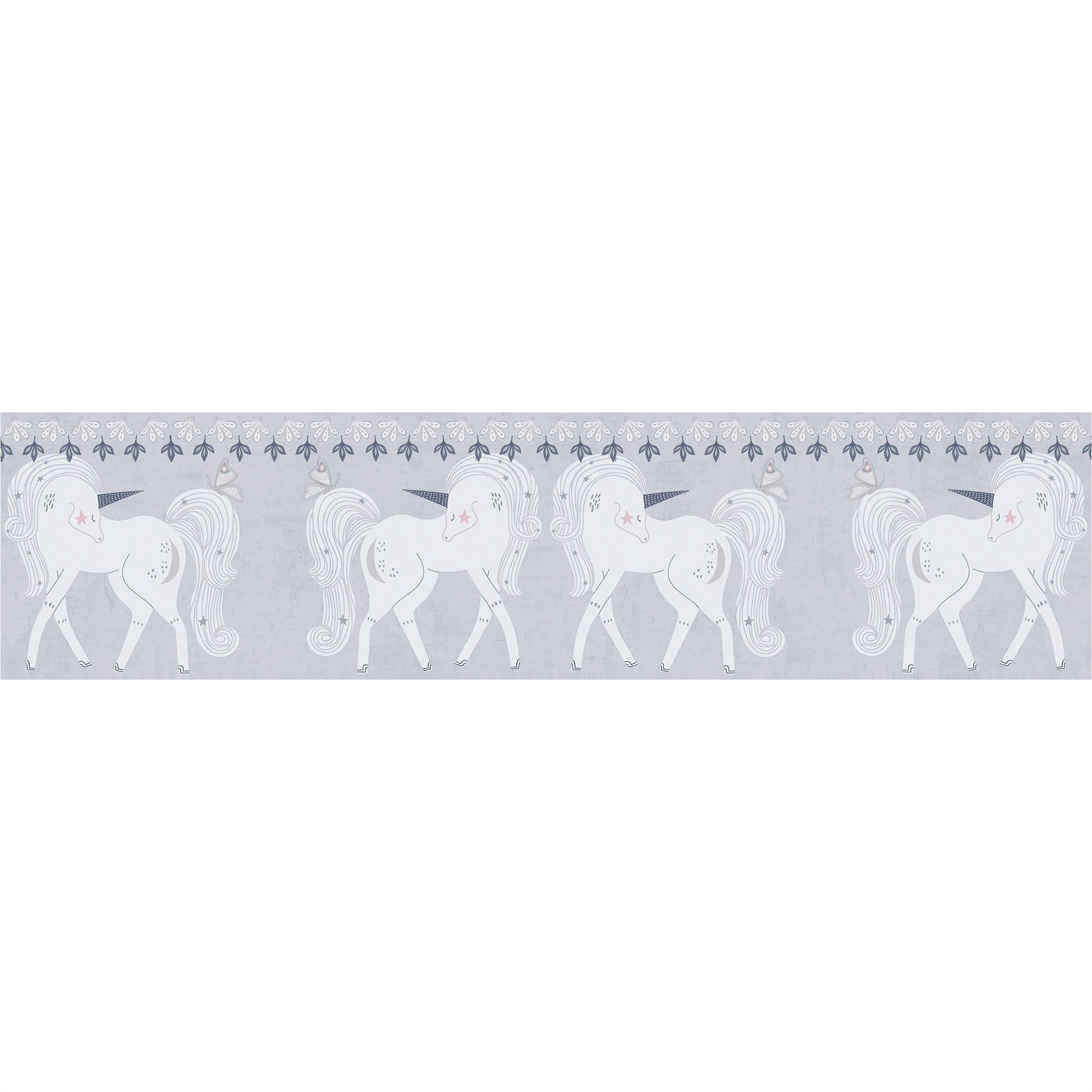 Bordüre 771471 Grau Rosa Uni Lilly & Luis Einhorn A.S. Création
