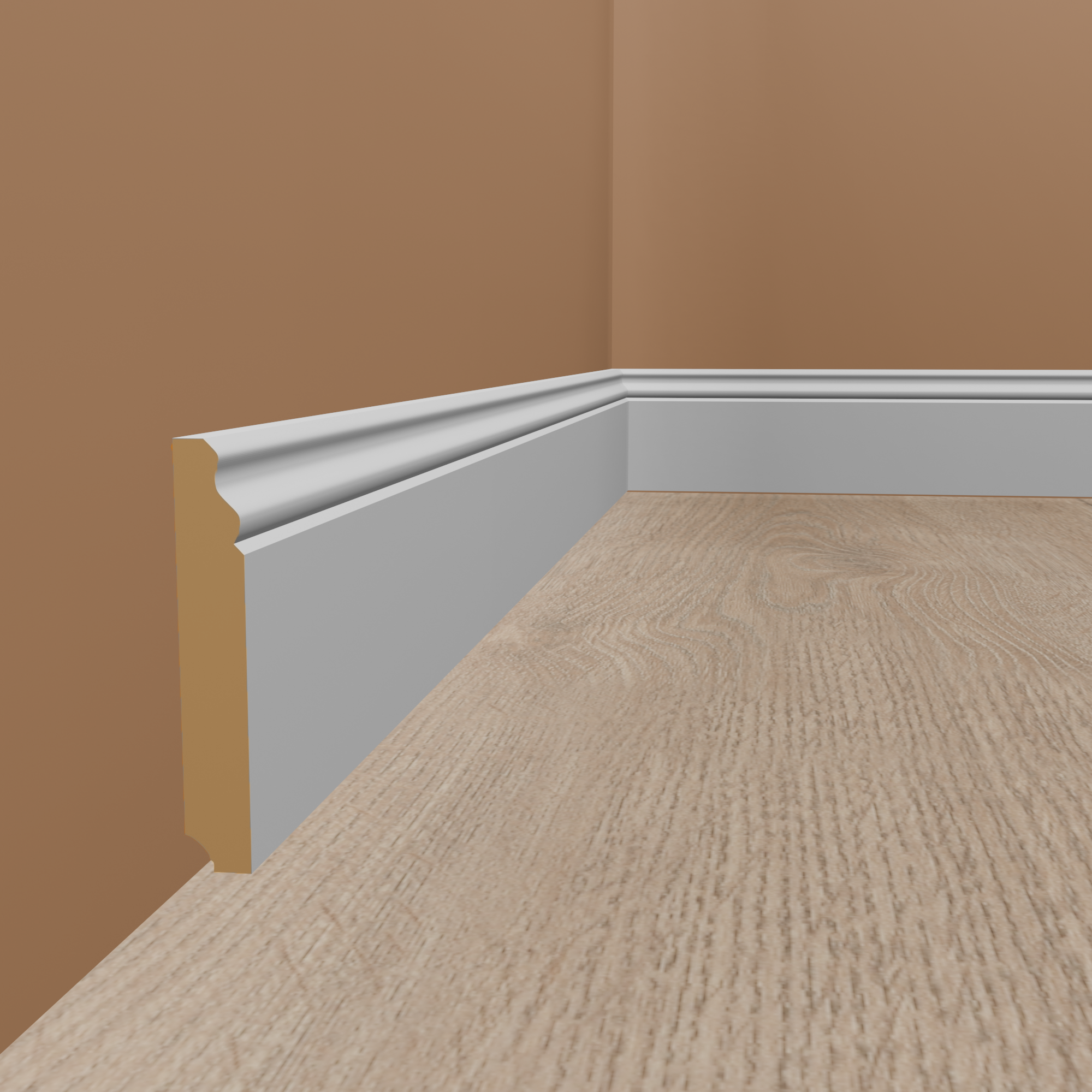 Sockelleiste Berliner Profil 16 x 100 x 2500 mm MDF foliert Weiß Klassisch by PROVISTON