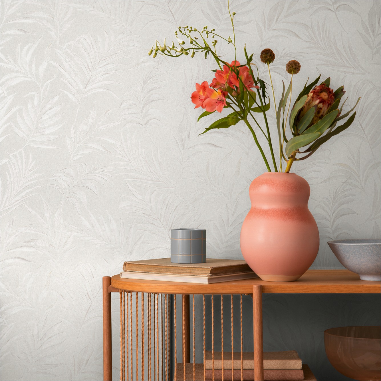 Vliestapete 791081 Weiß Dschungel Palmenblätter CosmoLiving by Cosmopolitan A.S. Creation