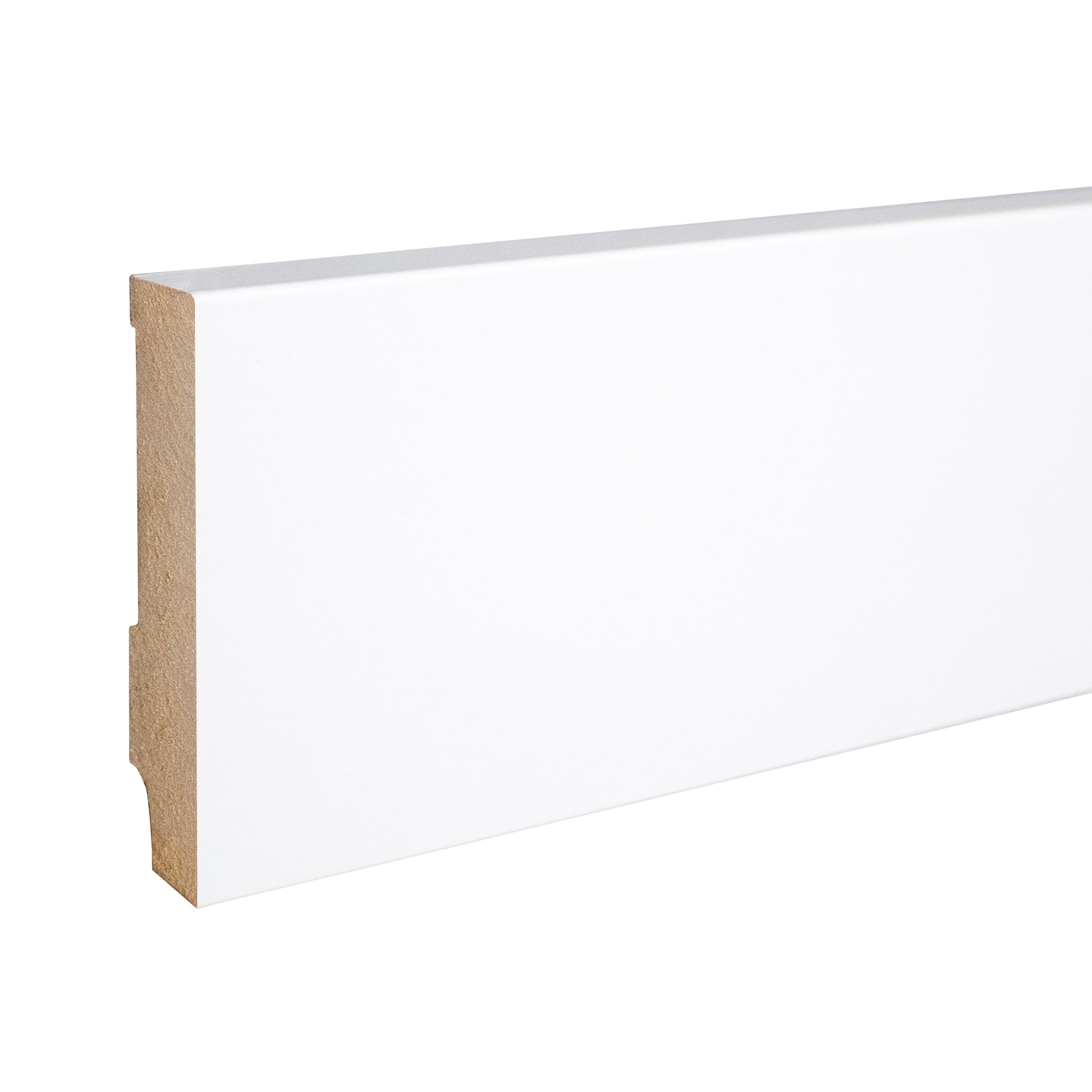 Sockelleiste Eckiges Profil 16 x 80 x 2500 mm MDF foliert Weiß Klassisch by PROVISTON