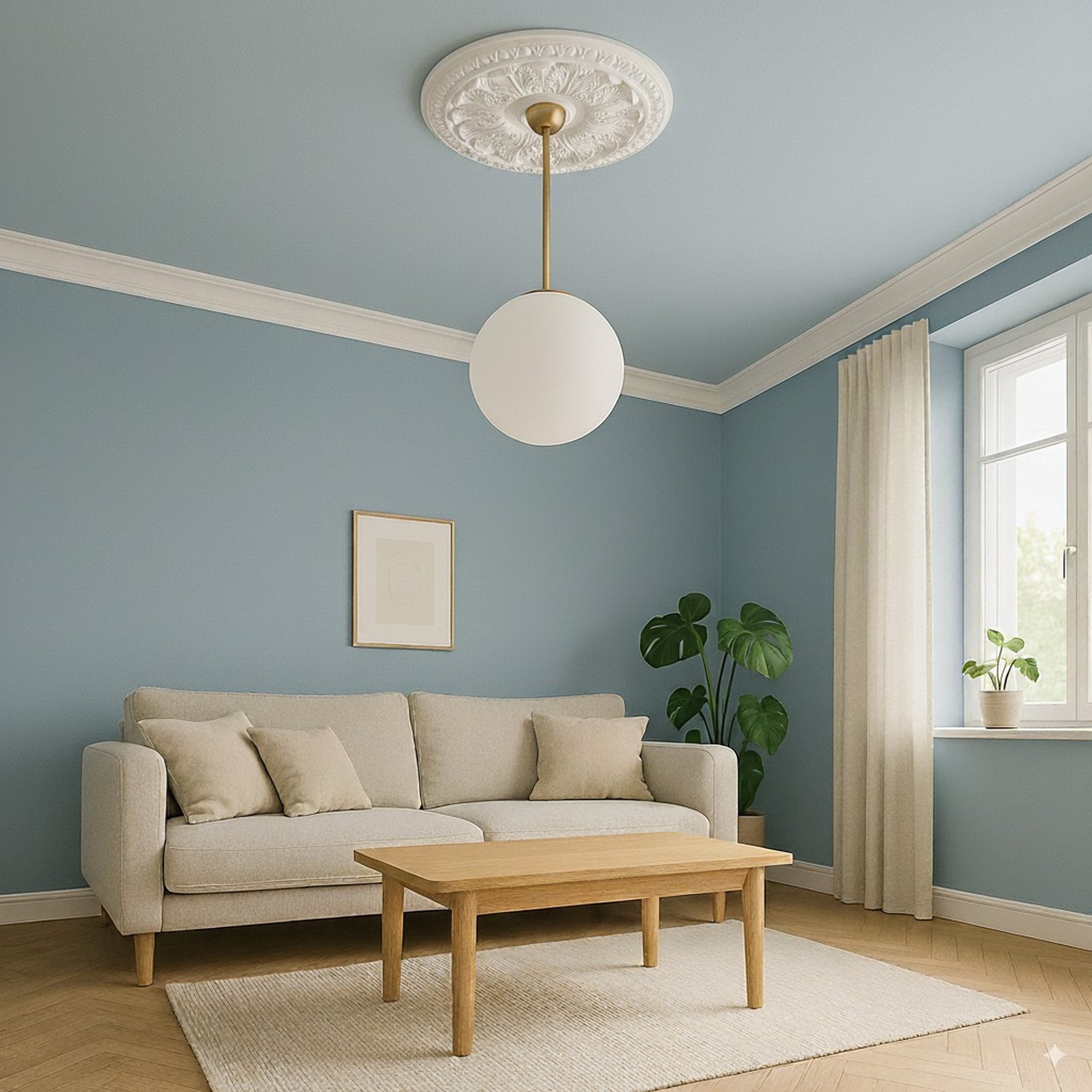 PROVISTON | Gips Rosette Portsmouth | Echter Gipsstuck | Ø46cm | Stuckrosette