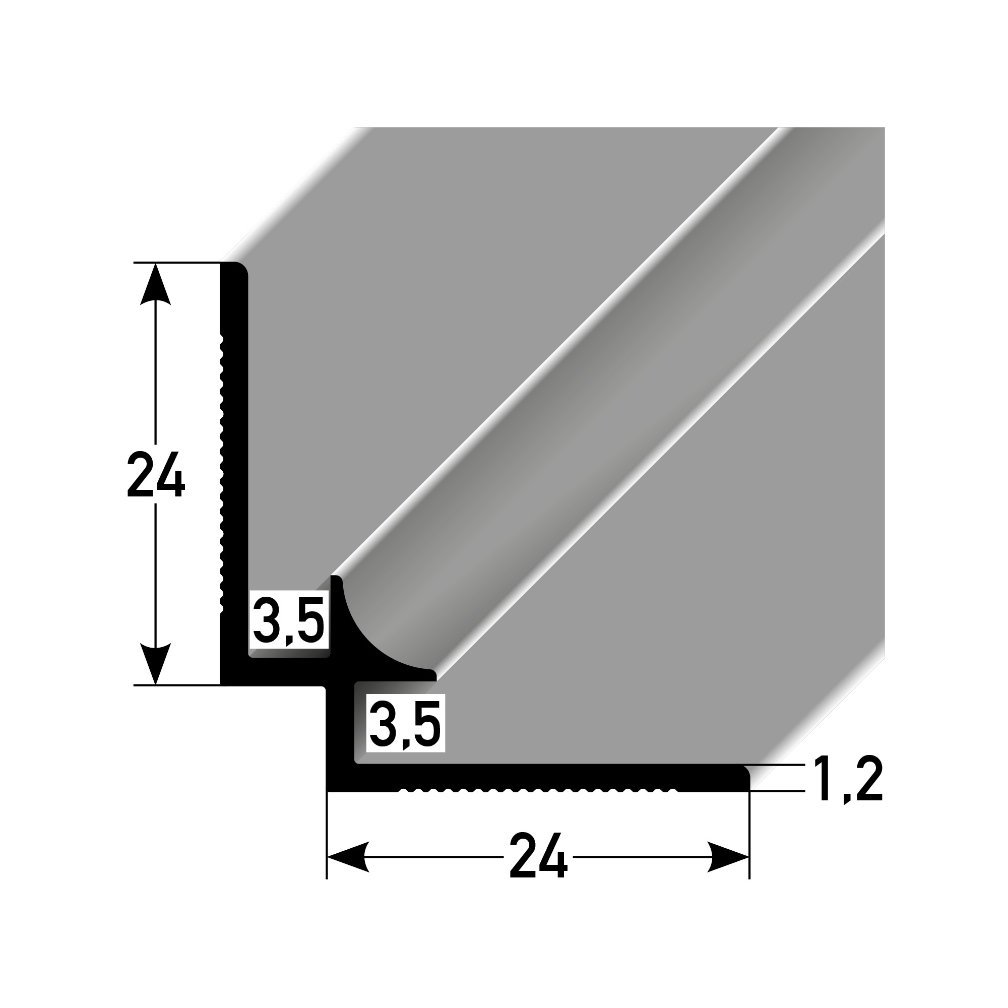 PROVISTON Eckschutzprofil Innen 22.5 x 22.5 x 2700 mm Aluminium Innenecke Ungebohrt