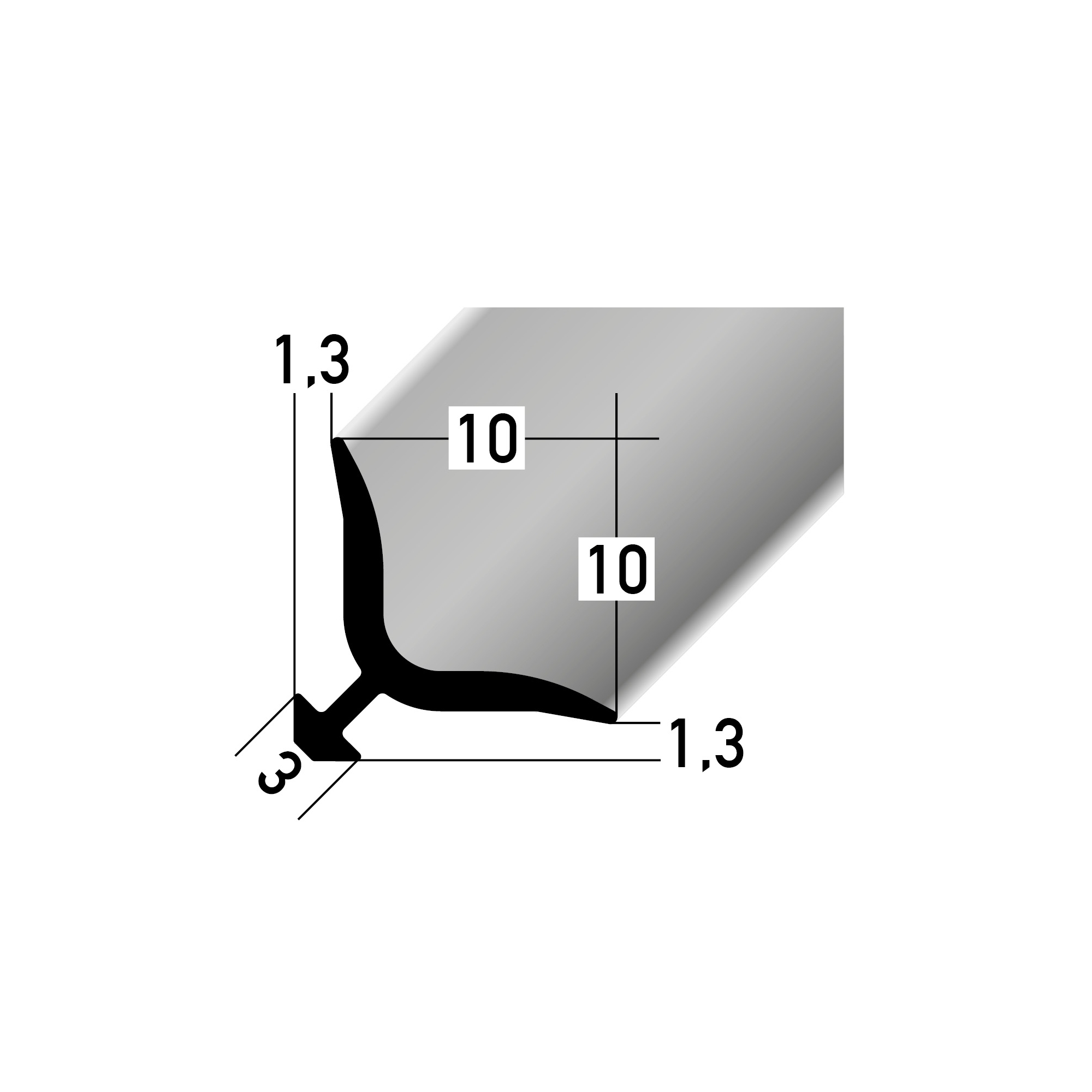 PROVISTON Eckschutzprofil Innen 22.5 x 22.5 x 2700 mm Aluminium Innenecke Ungebohrt
