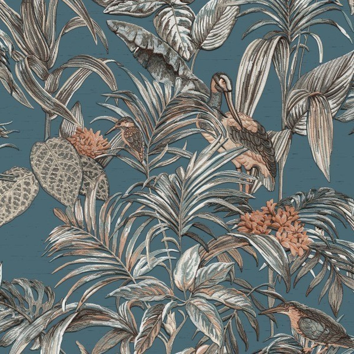 DesignID | Wallstitch | 120016 | Vliestapete | Blumenoptik | 0.53 x 10.05 m | Blau