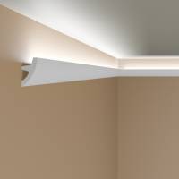 PROVISTON Licht Stuckleiste Kunststoff Weiß | 36.6 x 70 x 2000 mm Moderne Lichtleiste für die Decke