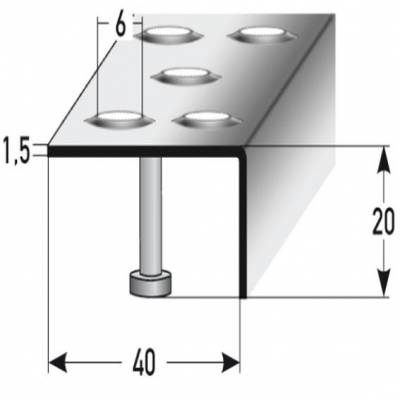 Treppenkante "Falerna" 20 mm x 40 m Edelstahl, Rutschhemmend R12 DIN 51130, Prägelochung