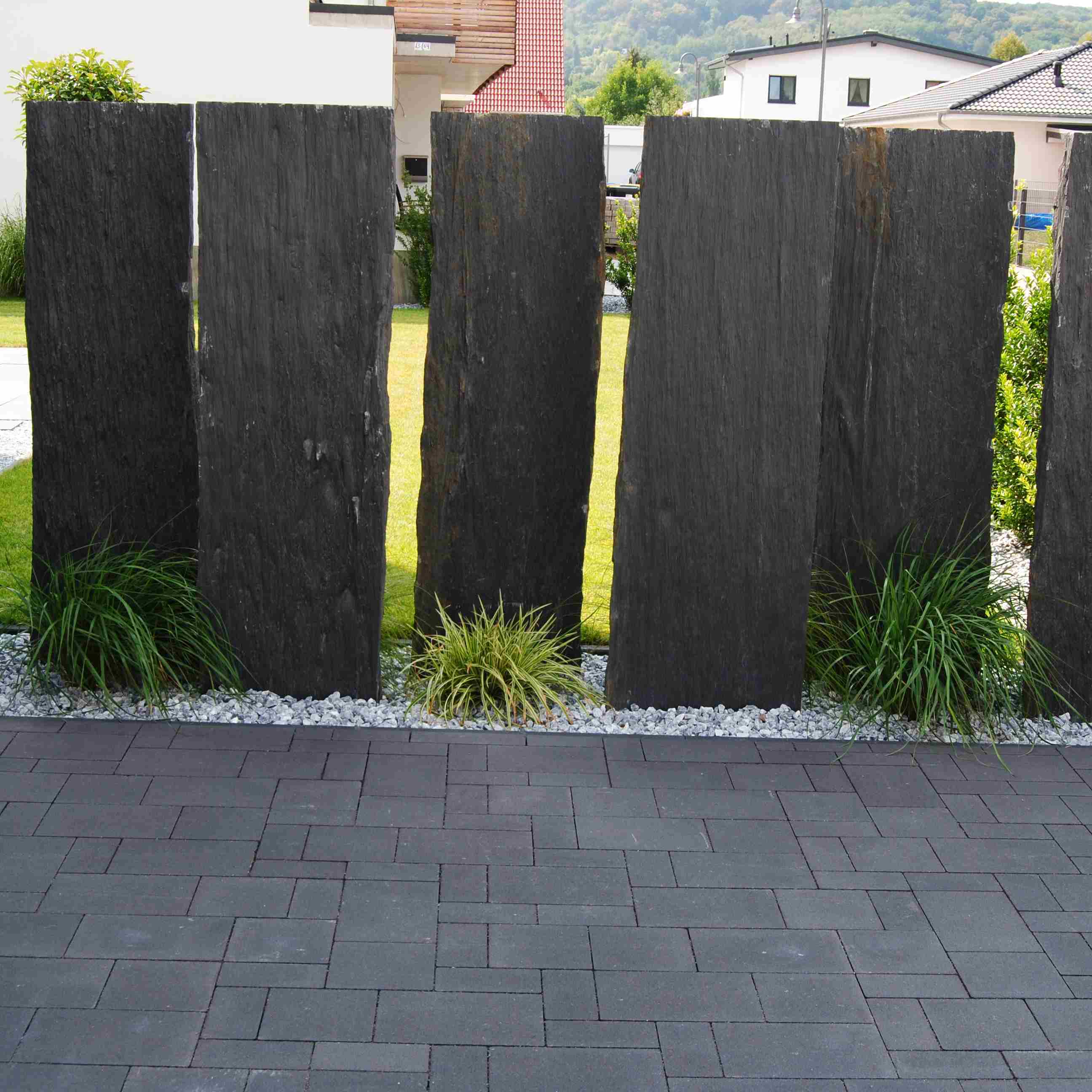 Schiefer Platten Nero Schwarz Braun Sichtschutz Blickschutz