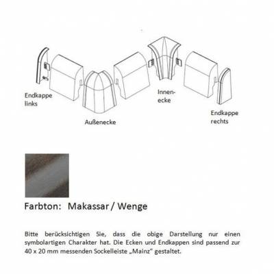 Endkappen und Ecken für MDF-Sockelleisten - Makassar / Wenge