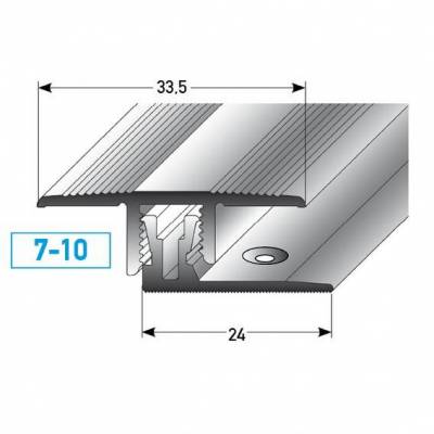 Klick-Übergangsprofil / Übergangsschiene "Welland" Höhe 7-10 mm, 33,5 mm breit, Aluminium eloxiert