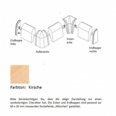 Endkappen und Ecken für MDF-Sockelleisten - Kirsche