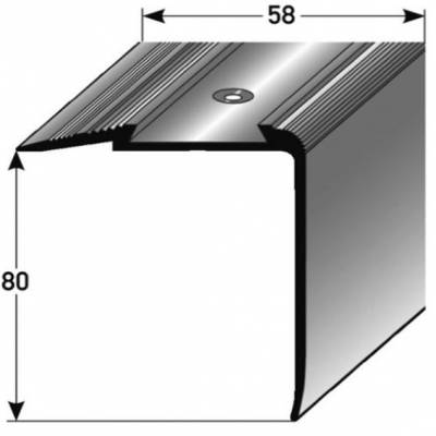 Treppenkante "Grava" / Kombiwinkel / Winkelprofil 80 mm x 58 mm Aluminium eloxiert