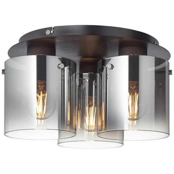 Deckenleuchte 21.5 x 35 cm Braun Glas Deckenlampe Zylindrisch Modern Rauchglas Harmonisch Deckenleuchte 21.5 x 35 cm Braun Glas Deckenlampe Zylindrisch Modern Rauchglas Harmonisch
