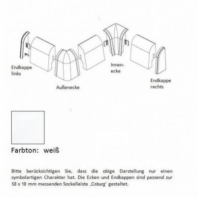 Endkappen und Ecken für MDF-Sockelleisten - weiß